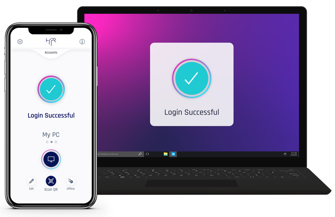HYPR successful authentication screen