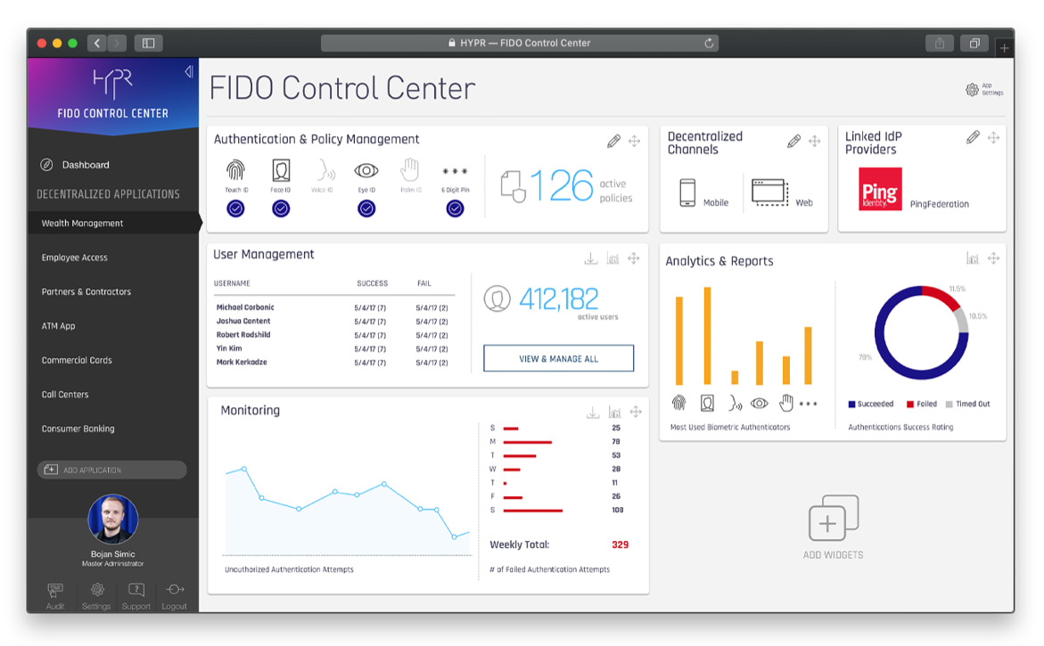 HYPR Control Center dashboard